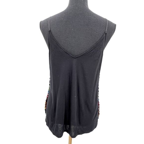 Express Black Rayon‎ Blend Multicolor All Over Sequins Striped  Cami - Picture 2 of 8